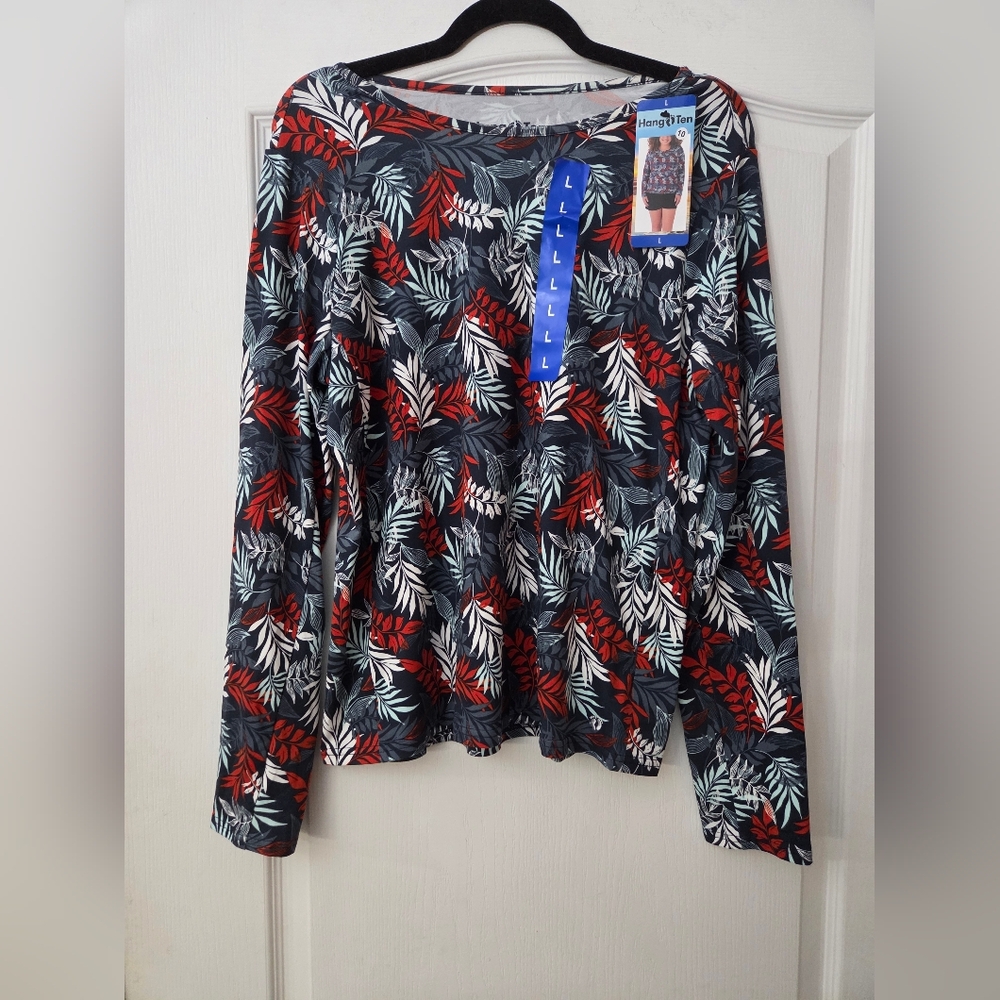 NWT WOMEN'S HANG TEN LONG SLEEVE SOFT FEEL QUICK DRY SUN TEE! UPF 50+ Large - Picture 2 of 7